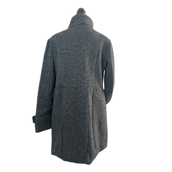 Vince Camuto Tweed Wool Gray/Black Peacoat Women's L Double-Breasted Outerwear - Picture 2 of 13